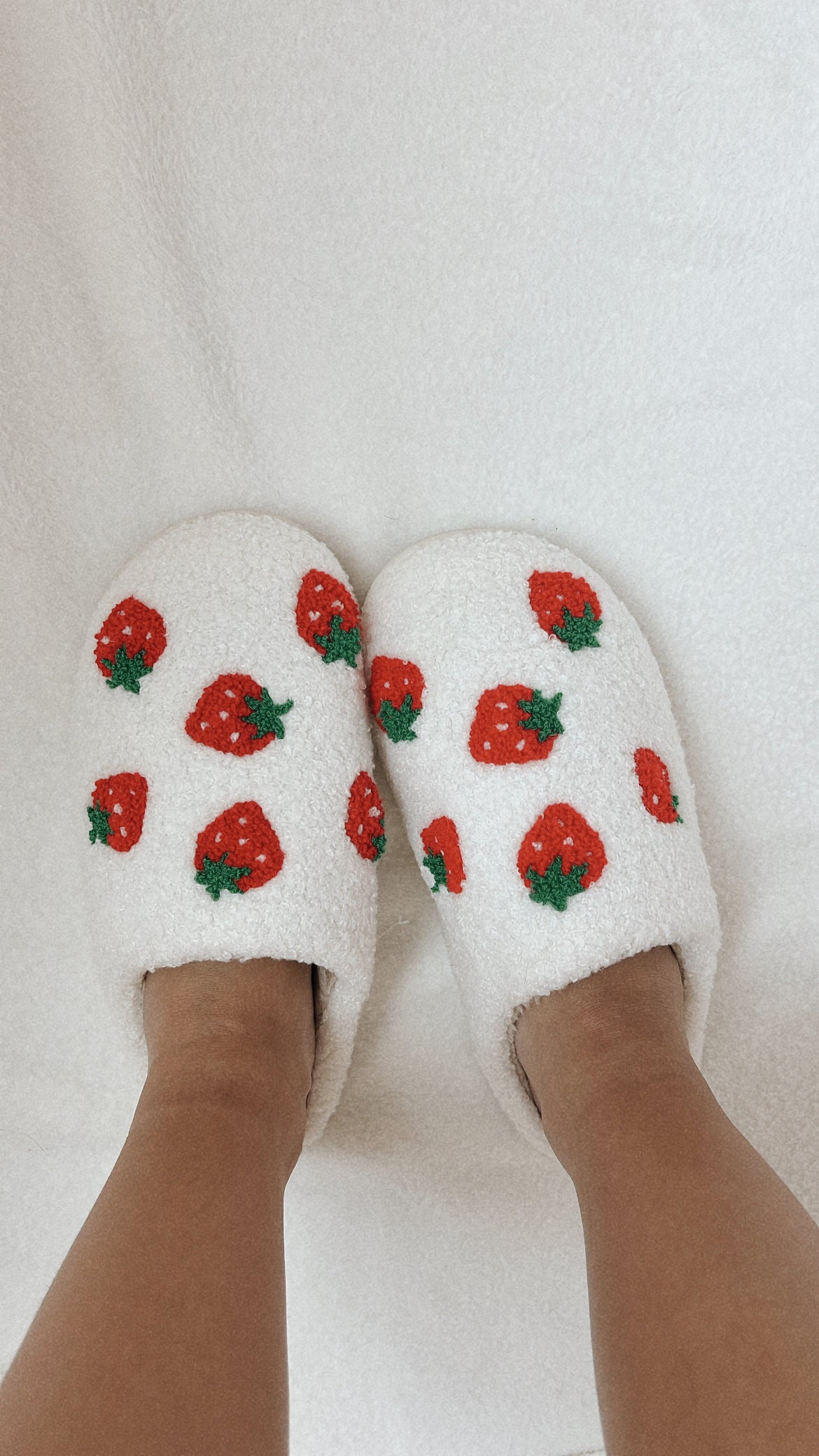 STRAWBERRY FUZZY SLIPPERS